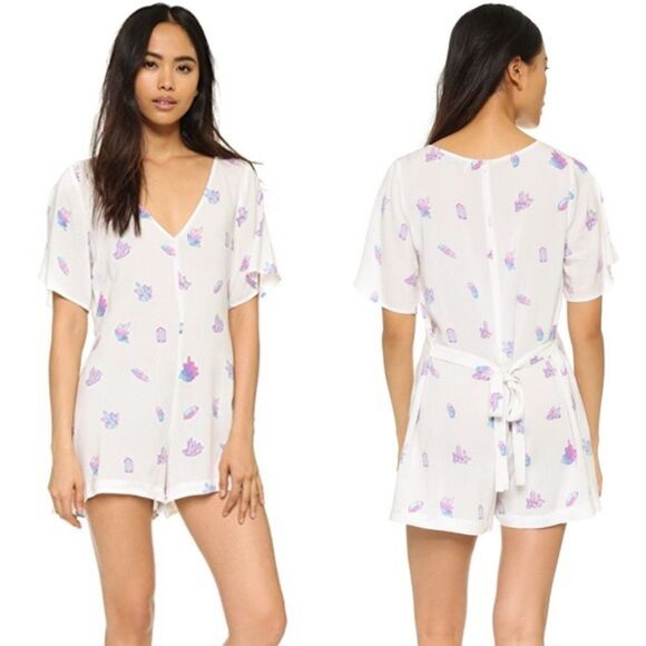 Sz Small Wildfox White Neon Purple Crystal Romper - Picture 1 of 12